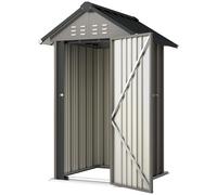 Outsunny, cobertizo de metal de 1,17 m², cobertizo para herramientas con techo a dos aguas y ventilación