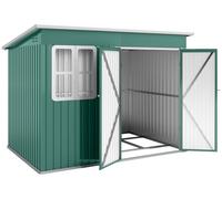 Outsunny, cobertizo de metal de 4,13 m², con ventana y techo a un agua, color verde