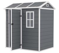 Outsunny, cobertizo de plástico, 2,1 m², 186 x 130 x 199 cm, cobertizo para herramientas, color gris