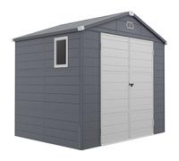Outsunny Cobertizo de resina 4,56 m² con kit de cimentación galvanizado estructura en aluminio 240 x 190 x 228 cm gris oscuro Aosom España