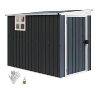 Outsunny Cobertizo Exterior 7.6x4' Ventana Metal Gris Oscuro | 2 ventilaciones, puerta con cerradura, para jardín, patio
