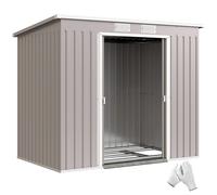 Outsunny Cobertizo Exterior Caseta de Jardín 2,42 m² 213x130x172 cm con Puerta Corredera Techo Inclinado y 2 Ventanas Gris Claro Aosom España