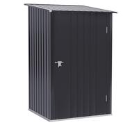 Outsunny Cobertizo Exterior de Metálico con Puerta Cerradura y Techo Inclinado para Almacenamiento de Herramientas Gris Oscuro