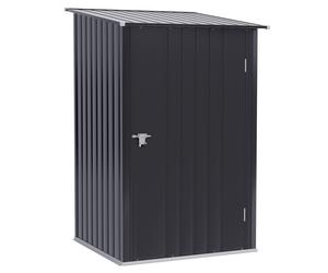 Outsunny Cobertizo Exterior de Metálico con Puerta Cerradura y Techo Inclinado para Almacenamiento de Herramientas Gris Oscuro