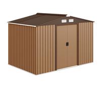 Outsunny Cobertizo Exterior Grande 2 Puertas Corredizas Base Refuerzo 4,9 m² 277x195x192 cm Amarillo Aosom España