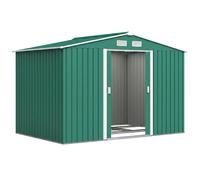 Outsunny Cobertizo Exterior Grande 277x195x192 cm de Acero Galvanizado con 2 Puertas Corredizas y Base Refuerzo Verde Oscuro Aosom España