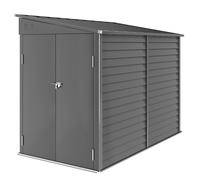 Outsunny Cobertizo metálico 3,5m² 143x270x202cm cobertizo con techo a un agua, doble puerta con cerradura, base, rejillas de ventilación
