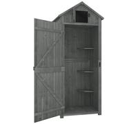 Outsunny Cobertizo para Almacenaje de Herramientas 77x54,2x179 cm 0,3 m² Armario de Jardín de Madera con 3 Estantes y 2 Puertas Aosom España