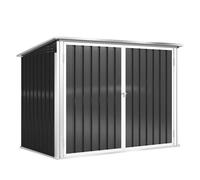 Outsunny cobertizo para contenedor de basura doble, caseta para cubo de basura de acero galvanizado con tapa abatible y puertas doble, para jardín, exterior, 179,5x108x129,5 cm, gris oscuro
