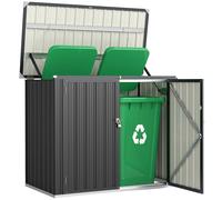 Outsunny Cobertizo para Contenedor de Basura Doble de Acero Galvanizado de 240L con Tapa Abatible y Puertas con Cerradura Gris