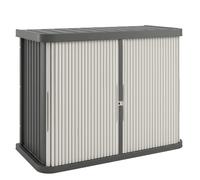 Outsunny Cofre de Almacenamiento Exterior 480 L, 2 Niveles con Puertas Correderas Resistente a los UV, 120,5x59,5x92cm, Marrón Claro Aosom España