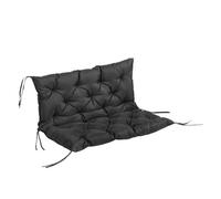 Outsunny Cojín para Banco de Jardín con Respaldo, 100x98x8 cm, Colchón de Banco de 2 Plazas para Interior y Exterior con Relleno Grueso y Cintas de Sujeción, para Columpio, Terraza, Balcón, Negro