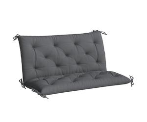 Outsunny Cojín para Banco de Jardín con Respaldo, 100x98x8 cm, Colchón de Banco de 2 Plazas para Interior y Exterior con Relleno Grueso y Cintas de Sujeción, para Columpio, Terraza, Balcón Gris Oscuro
