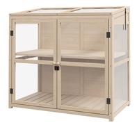 Outsunny Cold Frame Invernadero de madera Cama elevada de 2 niveles con claraboya, Puerta doble, Invernadero a prueba de viento, para balcón, Jardín, Naturaleza, 103 x 61 x 103 cm Brown