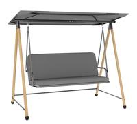 Outsunny Columpio 3 plazas con Dosel Ajustable 208x125x180cm Gris | Cojín grueso extraíble, Estructura de acero, Capacidad 360 kg, para Balcón, Jardín, Patio