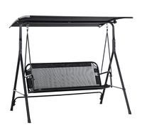 Outsunny Columpio de Jardín de 2 Plazas con Parasol Techo Ajustable en Ángulo Terraza Balcón Exterior Carga 200 kg 172x110x155 cm Negro Aosom España