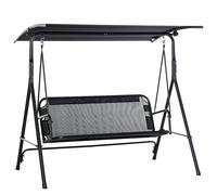 Outsunny Columpio de Jardín de 2 Plazas Silla con Parasol Techo Ajustable en Ángulo Terraza Balcón Carga 200 kg 172x110x155 cm Black