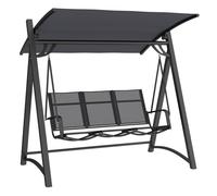 Outsunny Columpio de Jardín de 3 Plazas, Balancín de Jardín Exterior con Techo Ajustable, UPF50+, Asiento Transpirable y Marco de Metal, para Patio, Terraza, Carga 360 kg, 188x130x183 cm Gray Large