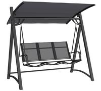 Outsunny Columpio de Jardín de 3 Plazas con Techo Ajustable UPF50+ Asiento Transpirable Carga 360 kg 188x130x183 cm Gris