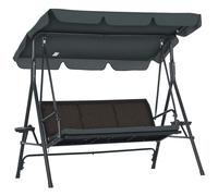Outsunny Columpio de Jardín de 3 Plazas con Toldo Ajustable 204x112x150 cm Gris