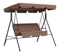 Outsunny Columpio de Jardín Exterior 3 Plazas 172x110x153 cm Marrón | Balancín de Jardín Exterior, Techo Ajustable, Cojín, Marco de Acero, para Balcón Terraza Patio, Carga 200 kg