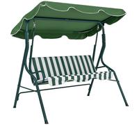Outsunny Columpio de Jardín Exterior de 2-3 Plazas 170x110x153 cm Verde | Balancín Jardín Exterior, Toldo Ajustable en Ángulo, Impermeable, Marco de Acero, para Patio, Balcón