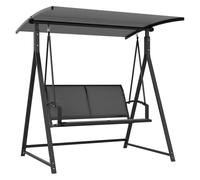 Outsunny columpio de jardín exterior de 2 plazas balancín de jardín exterior con toldo ajustable 90° protección uv 30+ y estructura triangular de metal carga 220 kg 160x112x162 cm gris oscuro
