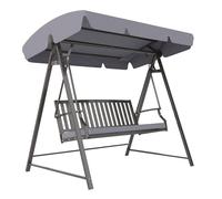 Outsunny Columpio de Jardín Exterior de 3 Plazas Balancín de Jardín Exterior con Toldo Ajustable Cojín y Estructura de Acero Carga 360 kg 205x133x181 cm Gris