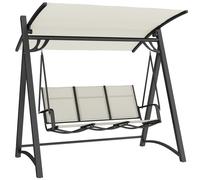 Outsunny Columpio Jardín para Exterior 3 Plazas con Techo Ajustable UPF50+ Asiento Transpirable Carga 360 kg 188x130x183 cm Crema Aosom España