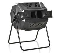 Outsunny Compostador de Tambor Giratorio negro con contendor de doble cámara para Jardín
