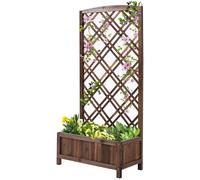 Outsunny con de Madera Rectangular con Soporte para Plantas Trepadoras para Cultivo de Plantas en Jardín, , Exterior 60x30x122, 5 cm Marrón