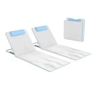 Outsunny Conjunto 2 Esterillas Playa Plegables 134x48x33-43cm Beige | Esterillas con Respaldo Reclinable en 5 Niveles, Reposacabezas, Bolsa de Transporte