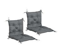 Outsunny conjunto de 2 cojines para silla 98x50x8 cm colchones de banco con respaldo 6 cordones de fijación para jardín terraza balcón gris oscuro 50 cm