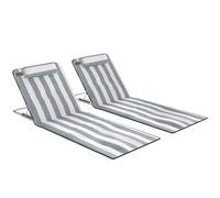 Outsunny Conjunto de 2 Esterillas con Respaldo Reclinable Reposacabezas y Bolsa de Transporte 134x48x33-43 cm Blanco y Gris