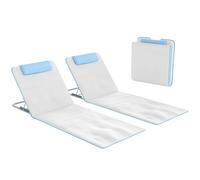 Outsunny Conjunto de 2 Esterillas de Playa con Respaldo Reclinable 5 Niveles Bolsa de Transporte y Reposacabezas 48x134x36-45 cm Beige Aosom España