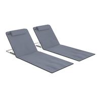 Outsunny Conjunto de 2 Esterillas de Playa con Respaldo Reclinable 5 Niveles Bolsa de Transporte y Reposacabezas 48x134x36-45 cm Gris Aosom España