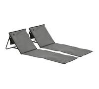 Outsunny Conjunto de 2 Esterillas de Playa Plegable con Respaldo Reclinable y Bolsa de Transporte 142x51x40 cm Gris Aosom España