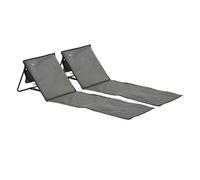Outsunny conjunto de 2 esterillas de playa plegable esteras acolchadas de tela oxford pvc 600d con respaldo reclinable y correa de transporte para jardín 142x51x40 cm gris