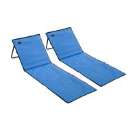 Outsunny conjunto de 2 esterillas de playa plegable esteras acolchadas de tela oxford pvc 600d con respaldo reclinable y correa de transporte para jardín 142x51x40 cm azul