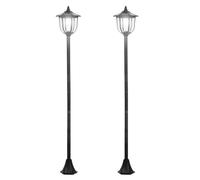 Outsunny conjunto de 2 farolas solares luces de solar para jardín con panel solar encendido automático protección al ambiente y 6 luces led para terraza patio ø26,5x177 cm negro 177 cm