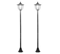 Outsunny conjunto de 2 farolas solares luces de solar para jardín con panel solar encendido automático protección al ambiente y 6 luces led para terraza patio ø26,5x177 cm negro 177 cm