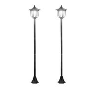 Outsunny conjunto de 2 farolas solares luces de solar para jardín con panel solar encendido automático protección al ambiente y 6 luces led para terraza patio ø26,5x177 cm negro 177 cm