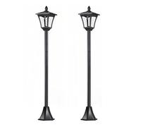Outsunny conjunto de 2 farolas solares luces solares para jardín con panel solar encendido automático impermeable ip44 para terraza patio 18x18x160 cm negro