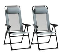 Outsunny Conjunto de 2 sillas de jardín set básico de 2 sillas plegables de camping reposabrazos respaldo ajustable en 5 posiciones Aosom España