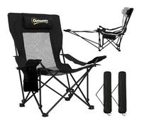 Outsunny Conjunto de 2 Sillas Plegables Camping con Reposapiés Desmontable Negro Negro
