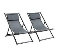Outsunny Conjunto de 2 Tumbonas Plegables de Aluminio 60x100x85 cm Gris