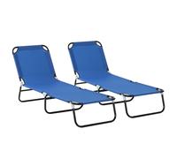 Outsunny Conjunto de 2 Tumbonas Plegables Tumbonas de Jardín Reclinables con Respaldo Ajustable en 5 Niveles Carga 120 kg para Terraza Piscina