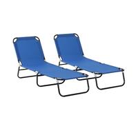 Outsunny Conjunto de 2 Tumbonas Plegables Tumbonas de Jardín Reclinables con Respaldo Ajustable en 5 Niveles Carga 120 kg para Terraza Piscina