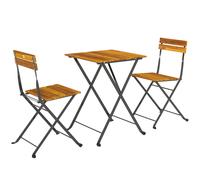 Outsunny Conjunto de 3 pz. para 2 personas, mesa plegable con 2 sillas plegables para terraza y balcón, teca