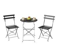 Outsunny Conjunto de bistró Plegable 3 Piezas, Conjunto de jardín con 2 sillas y una Mesa, Conjunto de Muebles de jardín de Metal, para Patio o balcón, Negro